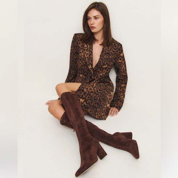 NWT Reformation Belinda Stretch Suede Knee high Boots in Oak Size 10 - Picture 1 of 16